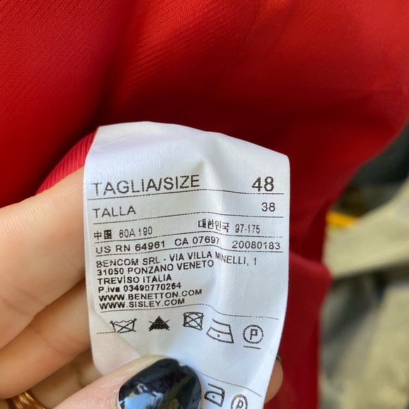 United Colors of Benetton Red Wool Toggle Hooded Coat - Picture 7 of 8